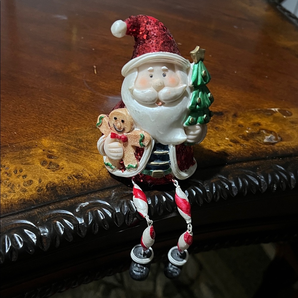 Festive Santa Figurine with Gingerbread and Tree